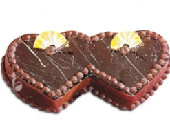 double heart choco romance cake with rich chocolate layers and romantic design