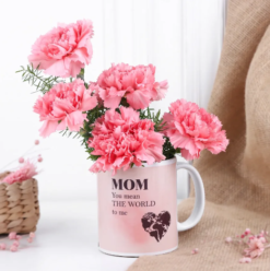 Fresh pink carnation bouquet gift for mom
