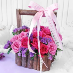Fresh rose basket arrangement for gifting