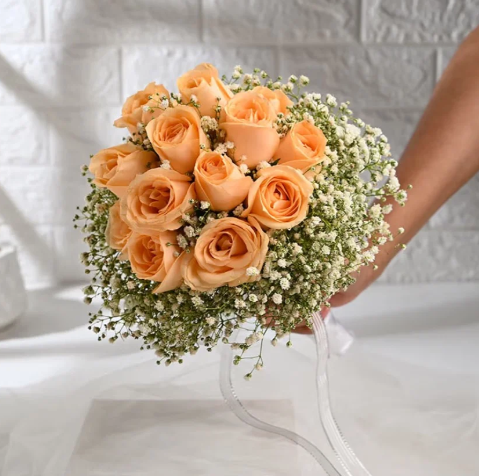 Blushing Pink Rose Embrace Bouquet Blushing pink rose bouquet for romantic and special occasions