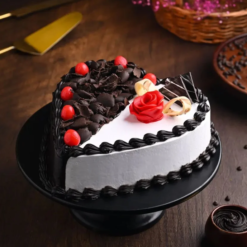 choco vanilla heart cake with chocolate and vanilla layers for romantic celebration