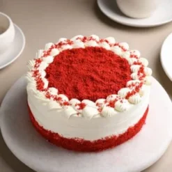 premium red velvet delight cake with soft cream layers and elegant design