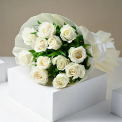 Pure white rose bouquet for elegant gifting and celebrations