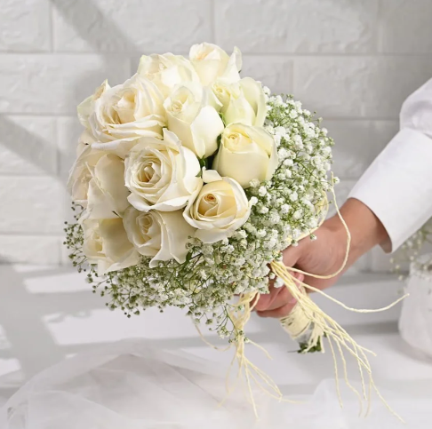 Radiant White Rose Bouquet Radiant white rose bouquet for anniversary and celebration gift