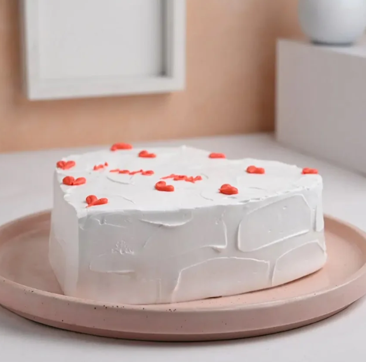 Vanilla Heart Shape Valentine Cake for Romantic Surprise 2