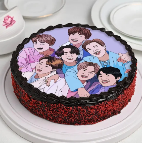 BTS Army Theme Celebration Cake Online bts army theme cake for kpop fan birthday celebration