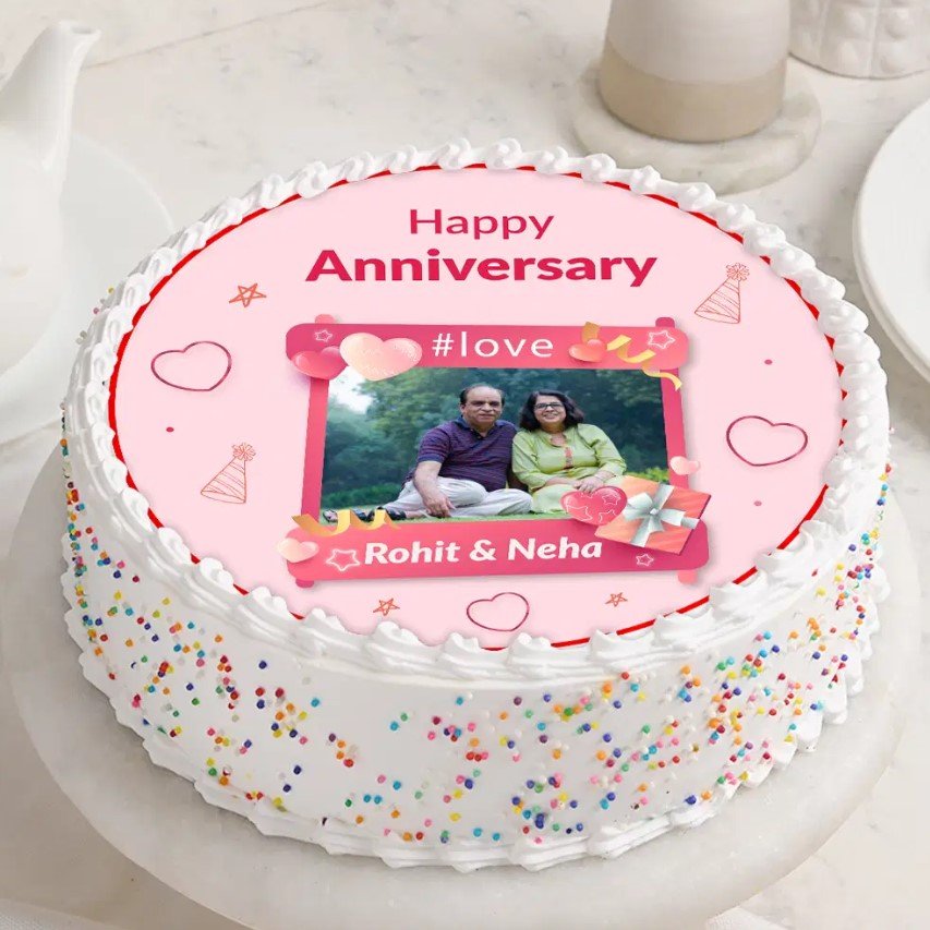 Everlasting Love Photo Cake Beautiful Everlasting Love Photo Cake featuring a personalized photo, elegant floral decorations, and rich, creamy layers perfect for romantic celebrations.