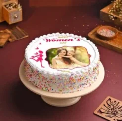 her memory photo celebration cake with custom photo design and soft cream layers