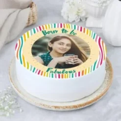 her tribute photo celebration cake with custom image and elegant design