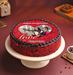 love bliss photo cake with custom image for romantic celebration