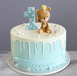teddy chocolate drip cake with cute design for romantic and birthday celebration