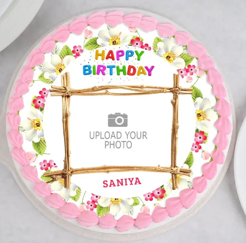 White & Pink Personalized Photo Celebration Cake 3