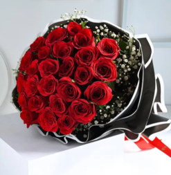 24 red roses bouquet for romantic gift and anniversary