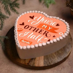 better half romantic valentine cake for couples with love theme design