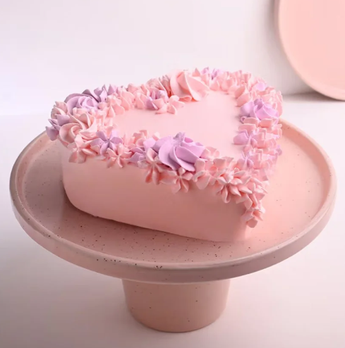 Blush Floral Heart Cake 3