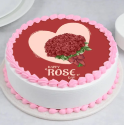 blush rose day cake with romantic rose design for valentine celebration