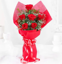 Blushing red rose bouquet for romantic gift and anniversary