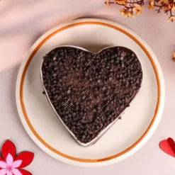 heart shape chocolate cake with rich creamy layers and romantic design