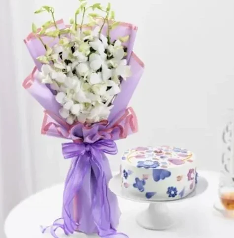 Choco Orchid Cake Online choco orchid cake with elegant floral design and rich chocolate layers