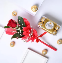 choco rose combo with chocolate cake and fresh roses for gifting
