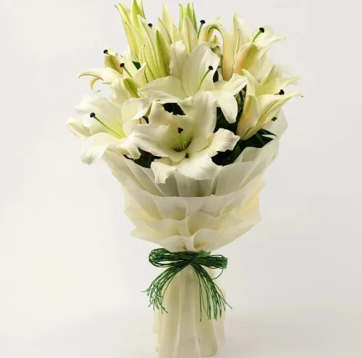 Elegant White Lily Luxe Bouquet 1