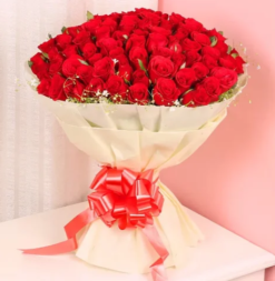 Crimson red rose bouquet for romantic gift and anniversary