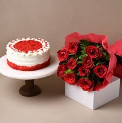 Eternal Love Rose & Cake – A beautiful combination of fresh roses and a decadent cake, ideal for celebrating love and special occasions.