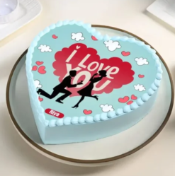 proposal cake with ring inside and romantic design for engagement surprise