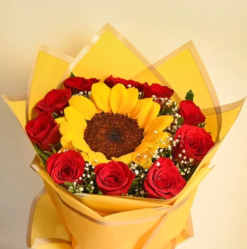 Golden glow mixed flower bouquet for birthday and celebration gift