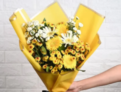 Golden hour mixed flower bouquet for birthday and celebration gift