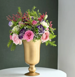 Golden Vase Blossom Arrangement