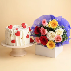 Heartfelt Love Cake & Flower Treat Combo