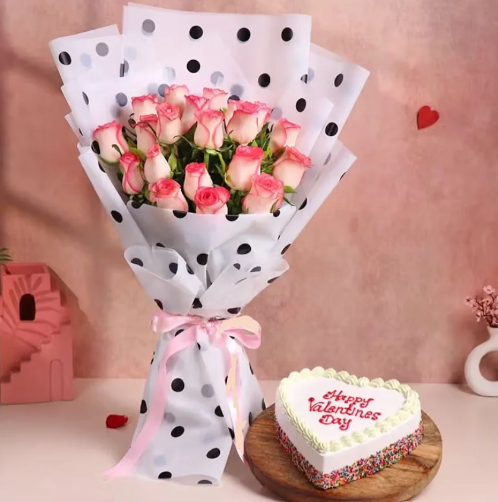 Love Bliss Roses & Sweet Cake Treat Love Bliss Roses & Sweet Cake Treat Combo
