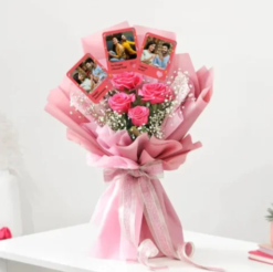 Romantic flower themed personalized photo keepsake magnet for gifting