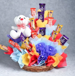 Love surprise combo gift with cake and flowers