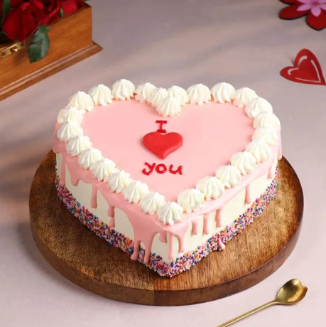 Pink Blossom Heart Shape Cake Online pink blossom heart shape cake with floral design for romantic celebration