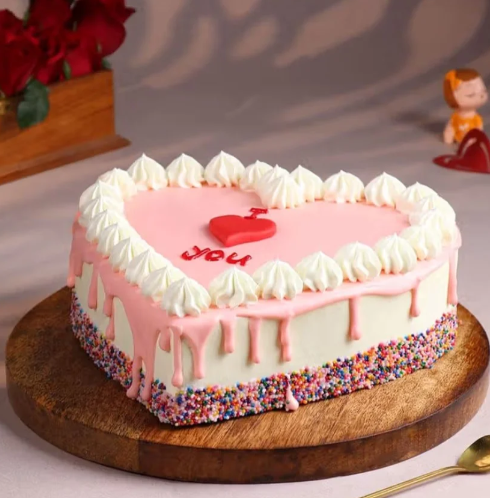 Pink Blossom Heart Shape Cake 3