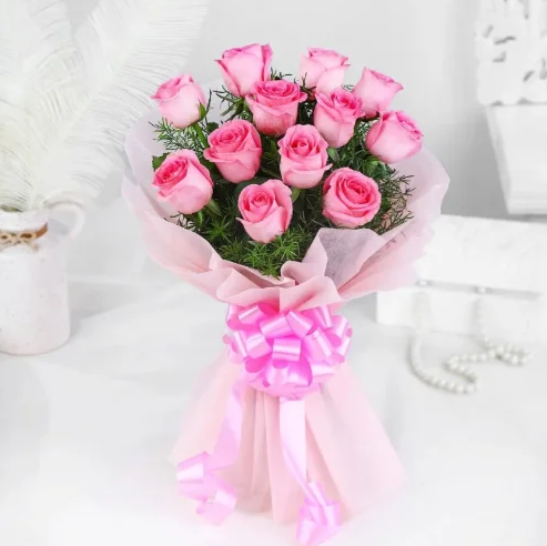 Pink Elegance Rose Bouquet Elegant pink rose bouquet for birthday and anniversary gift