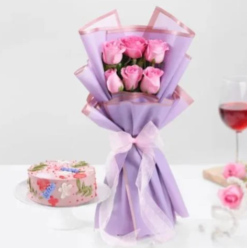 Pink Rose Cake Delight – Fresh Cream Cake with Pink Roses