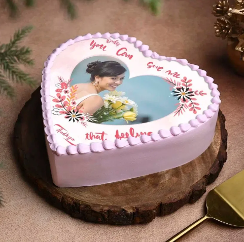 Pure Love Valentine Personalized Photo Cake Online pure love valentine personalized photo cake for romantic celebration