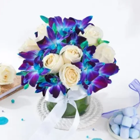 Purple Orchid Charm Bouquet Fresh purple orchid bouquet beautifully arranged for elegant gifting