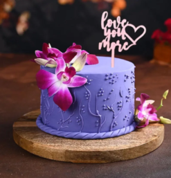 purple orchid elegance cake with floral premium design