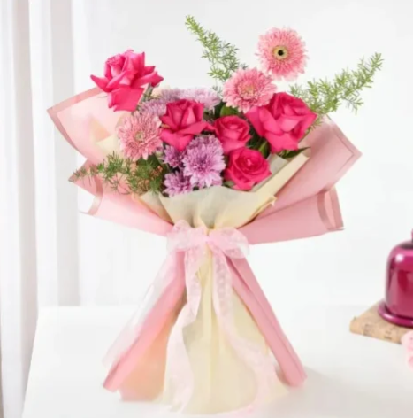 Purple Orchid Rose Delight Bouquet Beautiful bouquet of purple orchids and roses arranged for elegant gifting