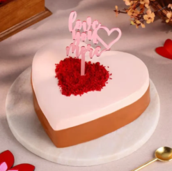 red velvet cake with creamy layers and romantic design