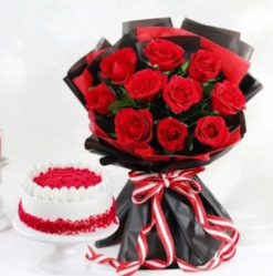 Red velvet rose cake for birthday and celebration