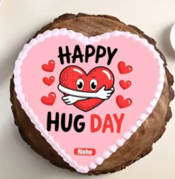 romantic hug day heart cake for valentine week celebration