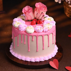 rosy bliss valentine cake with romantic rose theme design