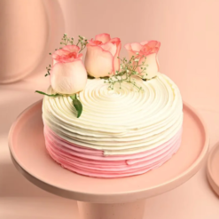rosy elegance floral cream cake with rose design