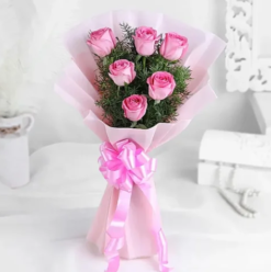 Rosy pink rose bouquet for romantic gift and celebration