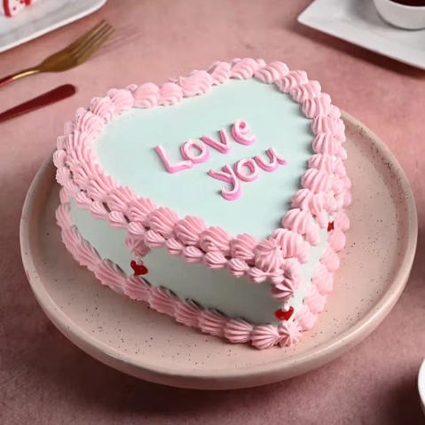 Rosy Heart Valentine Love Cake Online rosy heart valentine love cake with floral romantic design